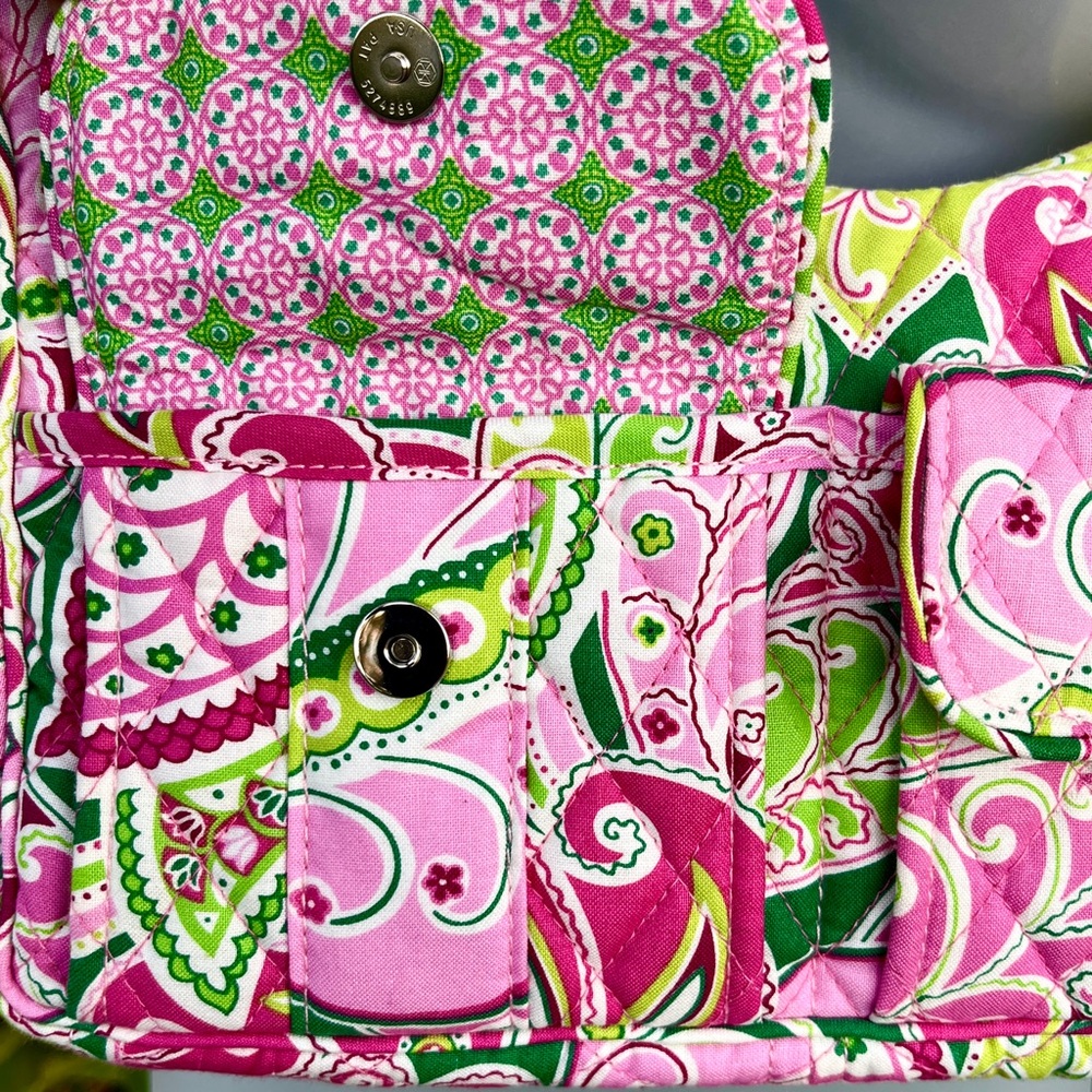 Vera Bradley Pinwheel Pink Small Libby Cargo Hobo Crossbody Bag Purse Pockets - Picture 9 of 16